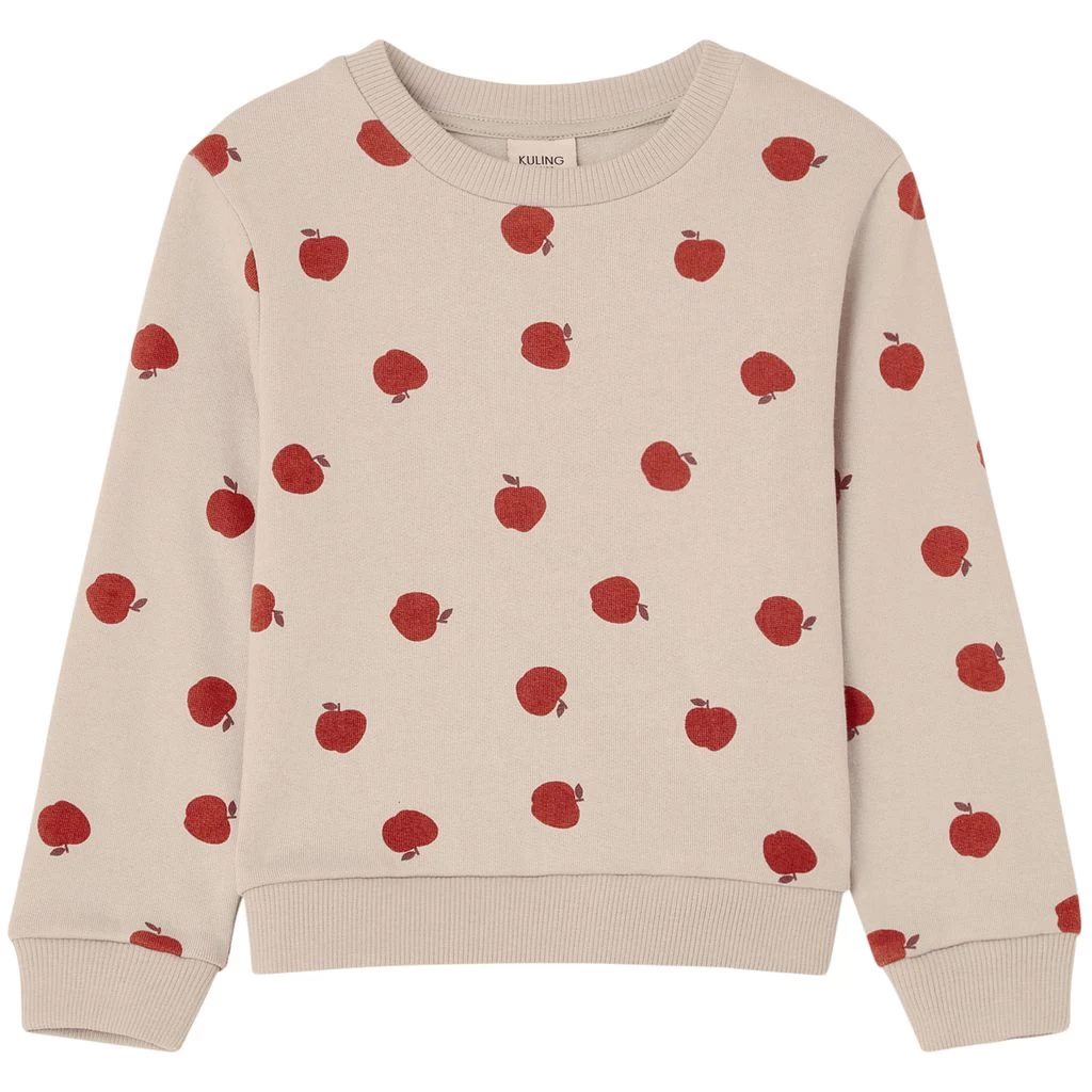 GOTS Heraklion Printed Sweatshirt With Apples Sand 1 GOTS Heraklion Printed Sweatshirt With Apples Sand