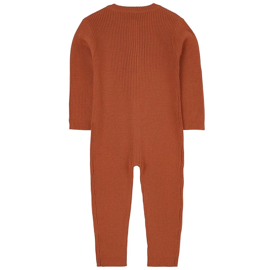 Rib-knit Onesie Rust 2 Rib-knit Onesie Rust - Image 2