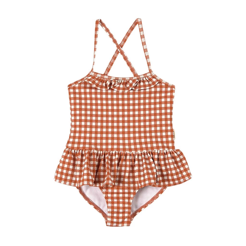 Biarritz Swimsuit Rust Check 1 Biarritz Swimsuit Rust Check