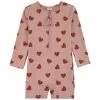 Paros Heart Printed One-piece Rashguard Swimsuit Woody Rose