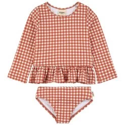 Florence Gingham Rashguard Set Rust