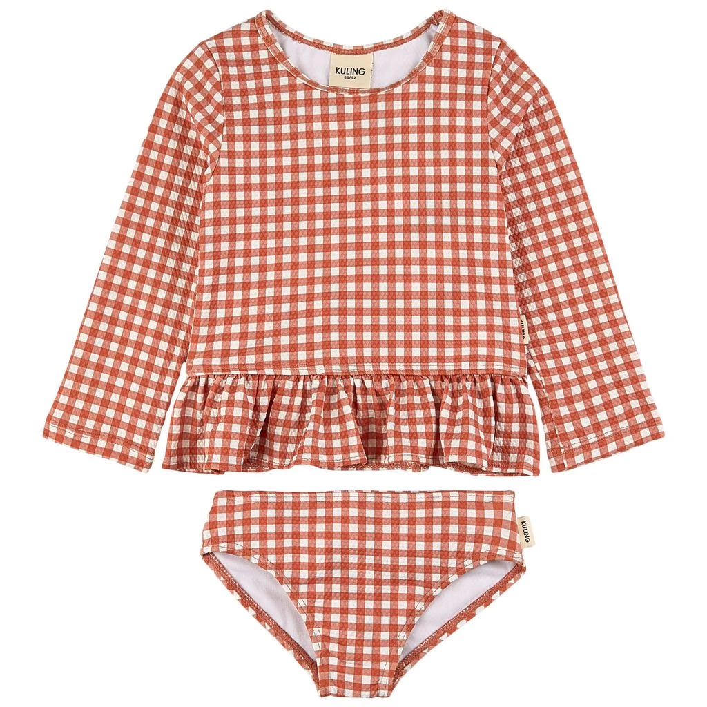 Florence Gingham Rashguard Set Rust 1 Florence Gingham Rashguard Set Rust