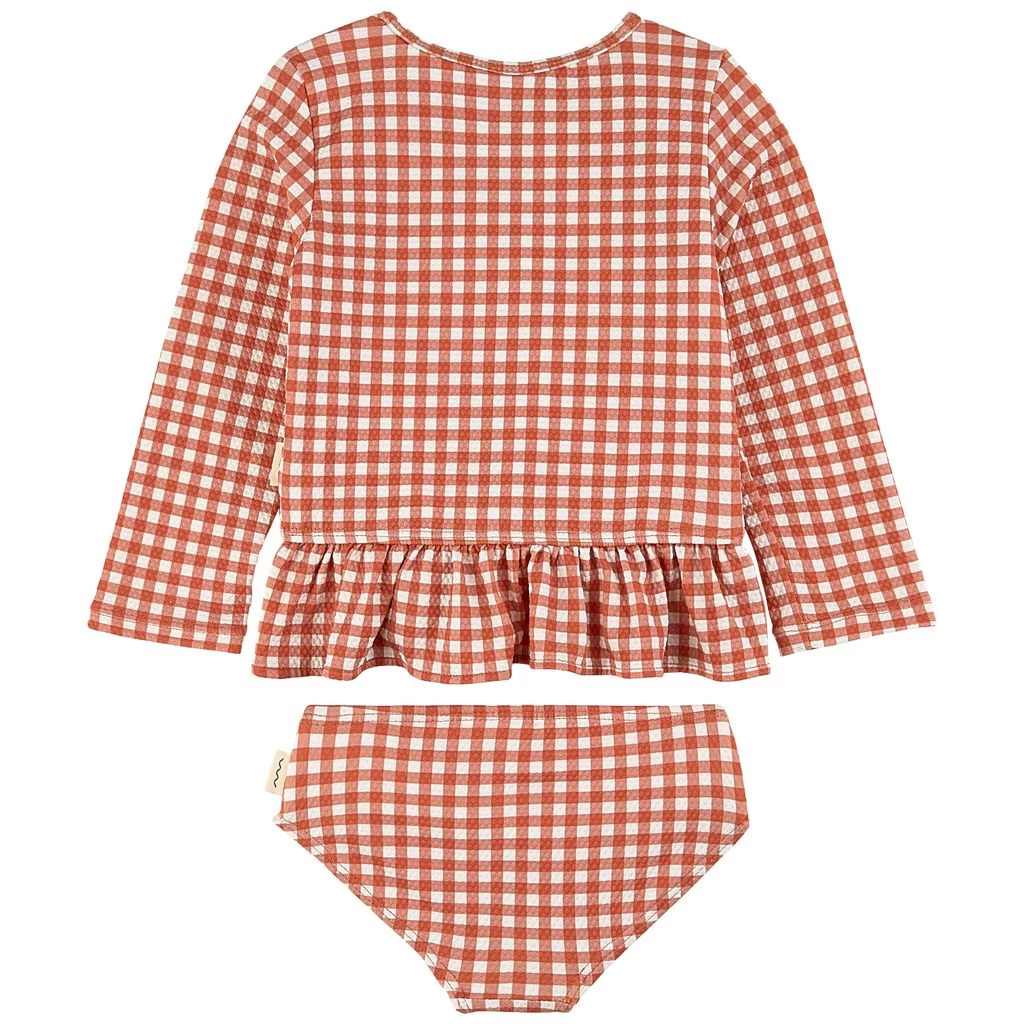 Florence Gingham Rashguard Set Rust 3 Florence Gingham Rashguard Set Rust - Image 3