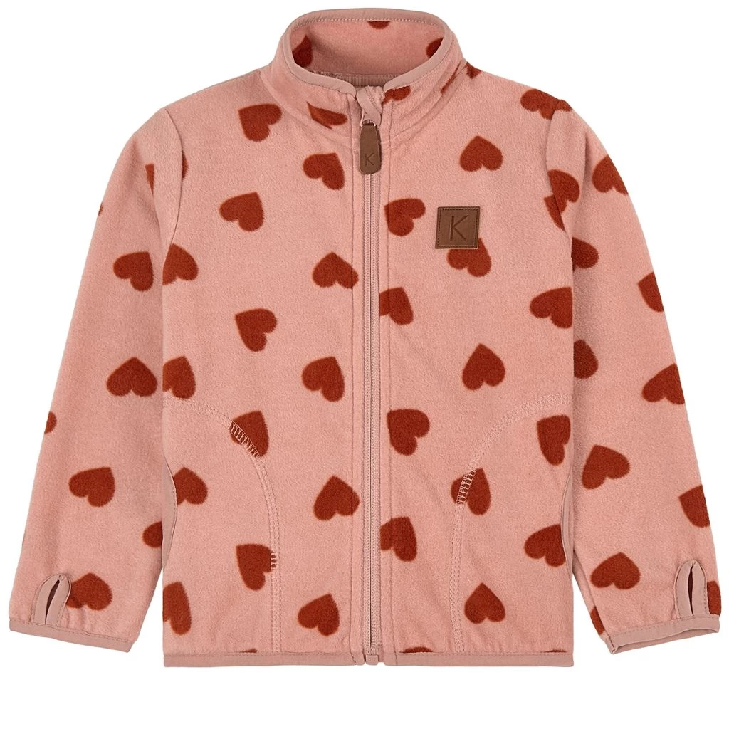 Northpole Recycled Heart Printed Fleece Jacket Woody Rose 1 Northpole Recycled Heart Printed Fleece Jacket Woody Rose